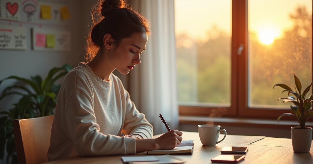 Pessoa em mesa de trabalho praticando hábitos diários de inteligência emocional 