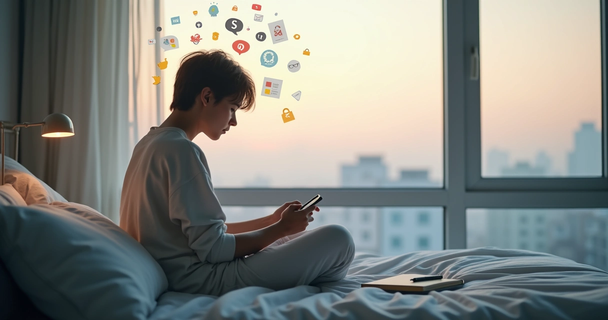 Pessoa olhando pela janela com a mente cheia de pensamentos embaralhados 