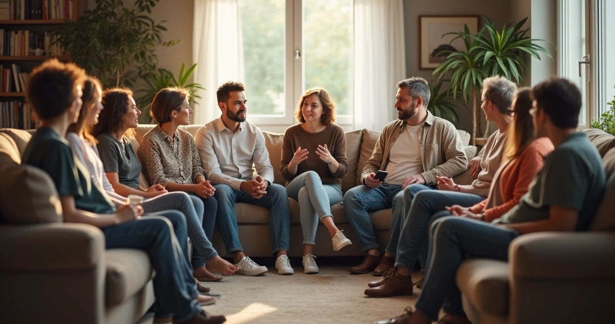 Persona sentada en círculo hablando de sus emociones