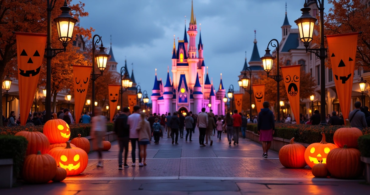 Decoração de Halloween no Magic Kingdom em setembro 