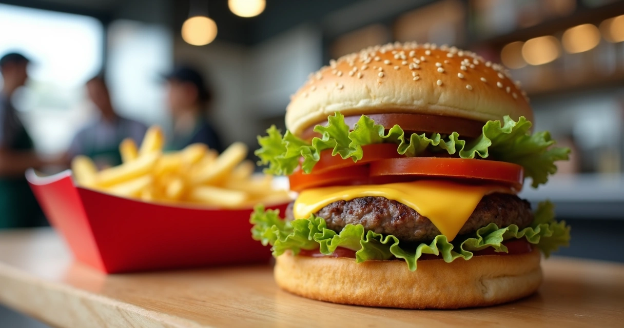 Hambúrguer In-N-Out com batatas cortadas manualmente 