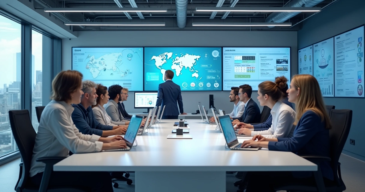 Equipe de TI gerenciando parque de hardware corporativo em ambiente moderno 