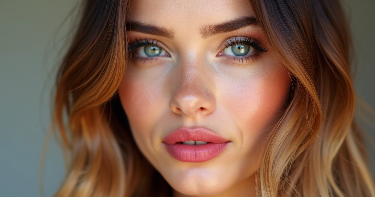 Visual feminino harmonizando cabelo colorido e maquiagem de acordo com a paleta cromática 