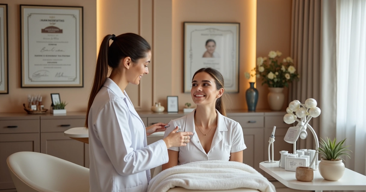 Sala de clínica de dermatologia com equipamentos modernos e ambiente acolhedor 