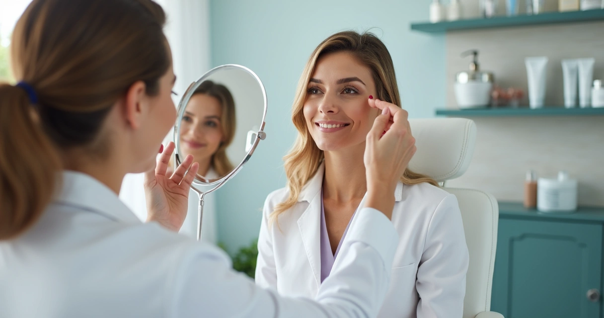 Consulta de avaliação facial com profissional de estética 