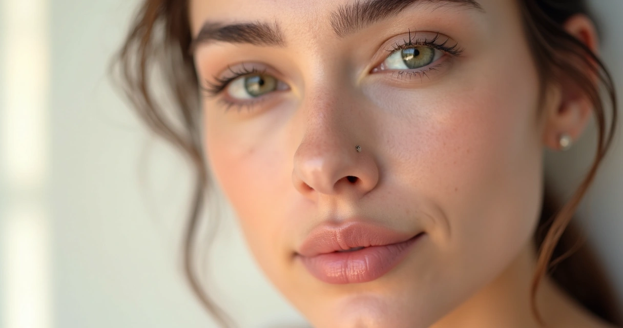 Rosto feminino após harmonização facial suave e natural