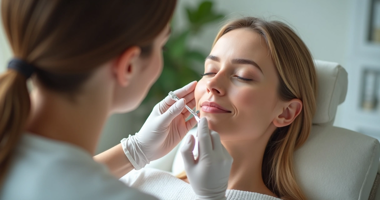 Médica realizando harmonização facial buscando efeito natural 