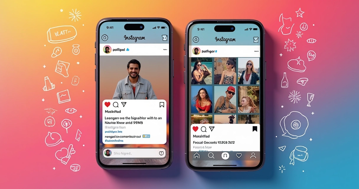 Aplicação de hashtags em stories e reels do Instagram, com exemplos visuais de destaque de hashtags por cima do vídeo e do story, com ícones simbolizando alcance 