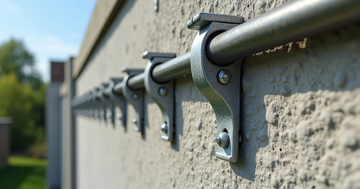 Hastes de cerca elétrica instaladas em muro de residência 