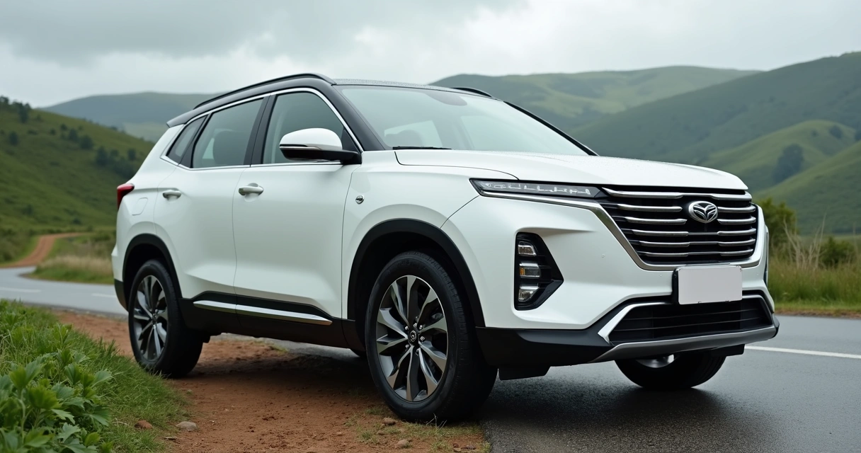 Haval H9 branco parado ao lado da estrada. 