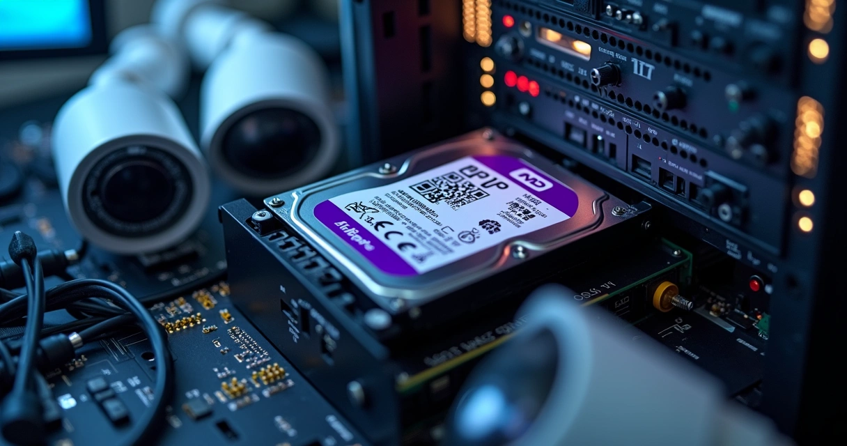 HD WD Purple instalado em um NVR em ambiente técnico de segurança 