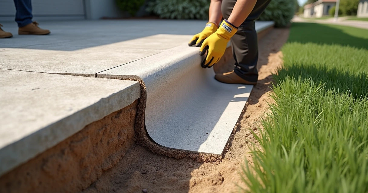 HDPE root barrier buried beside patio in Florida