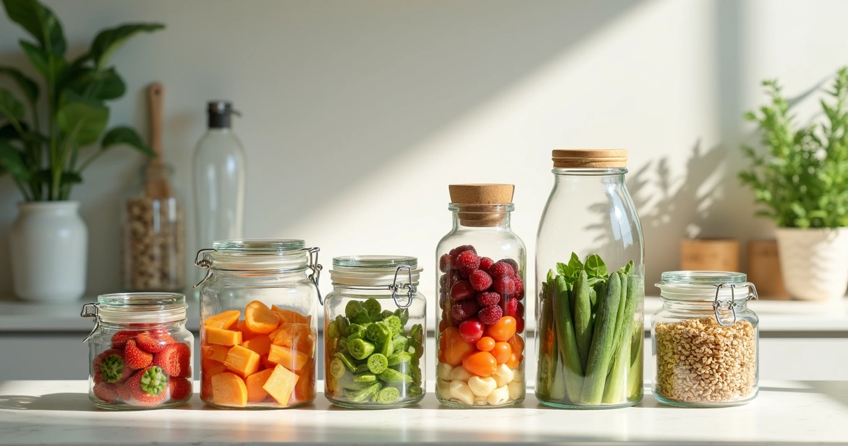 Fresh ingredients prepared on a bright kitchen counter 