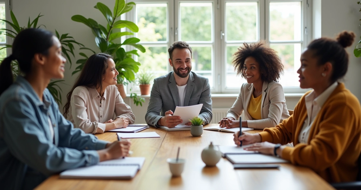 Team members speaking openly in a respectful meeting
