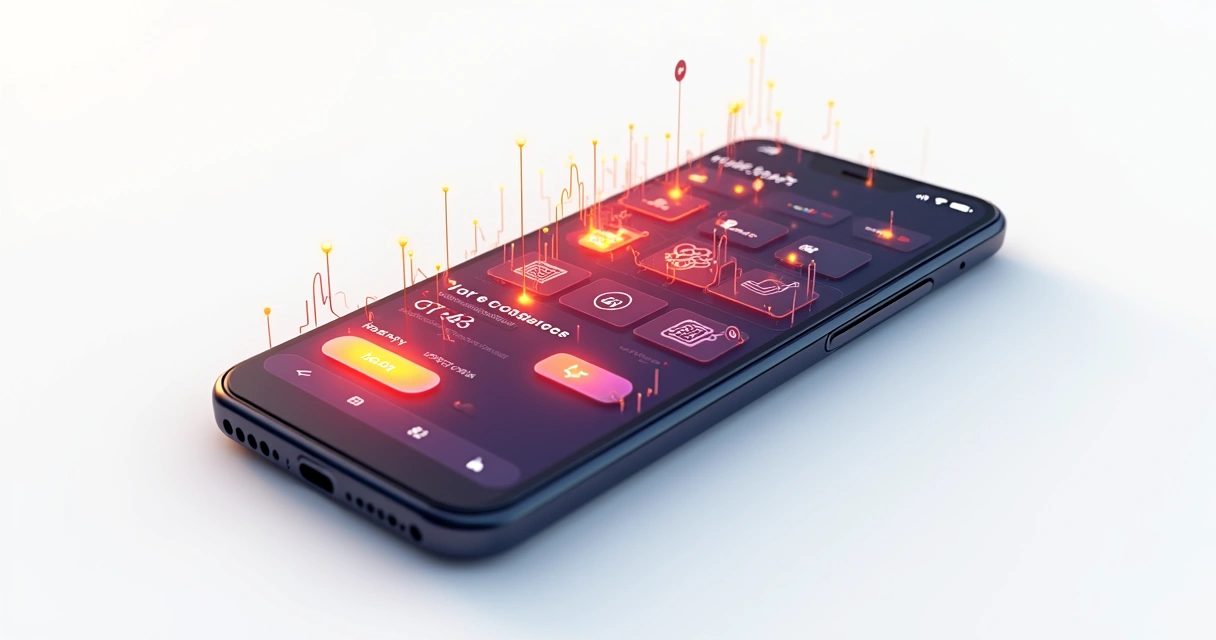 Visualização de heatmap em loja virtual mobile destacando áreas mais clicadas por usuários 