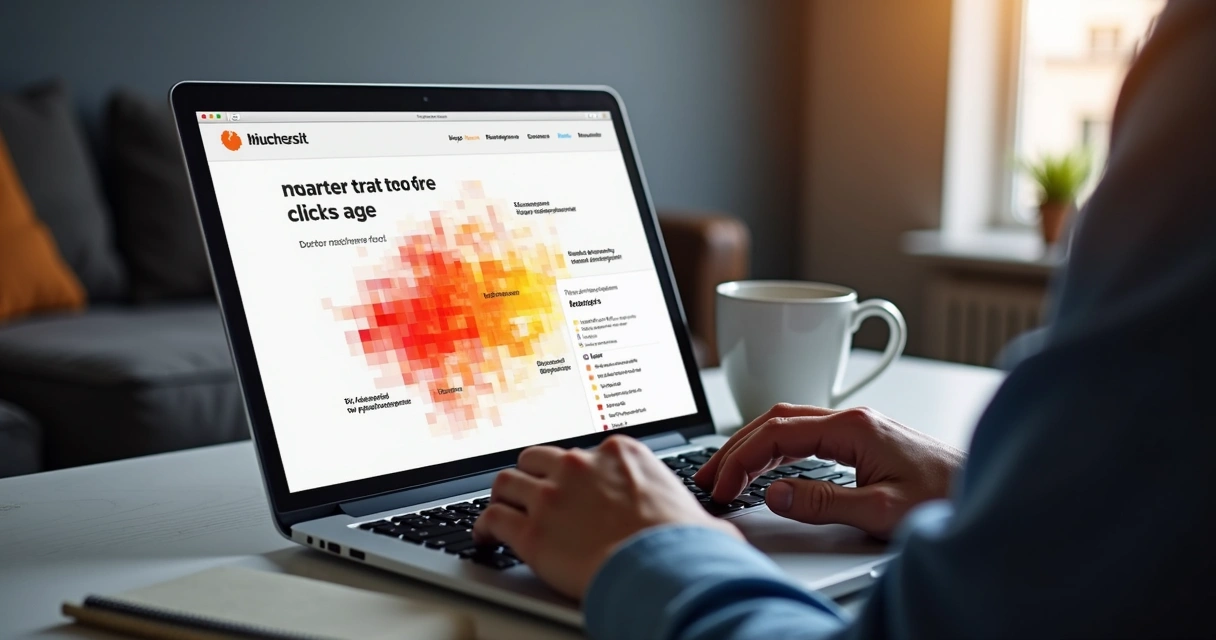 Heatmap showing clicks on a website landing page 