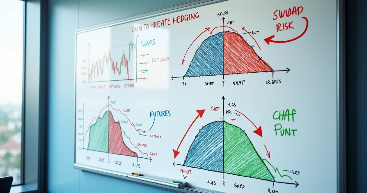 Derivative hedging diagram with charts and strategy options