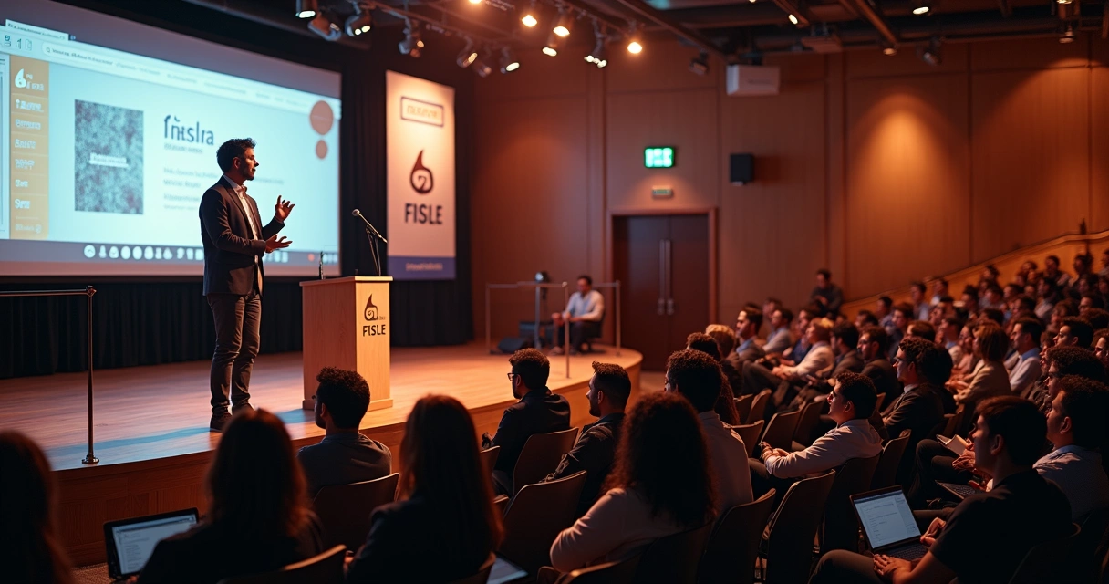 Heitor Faria falando em evento sobre software livre 