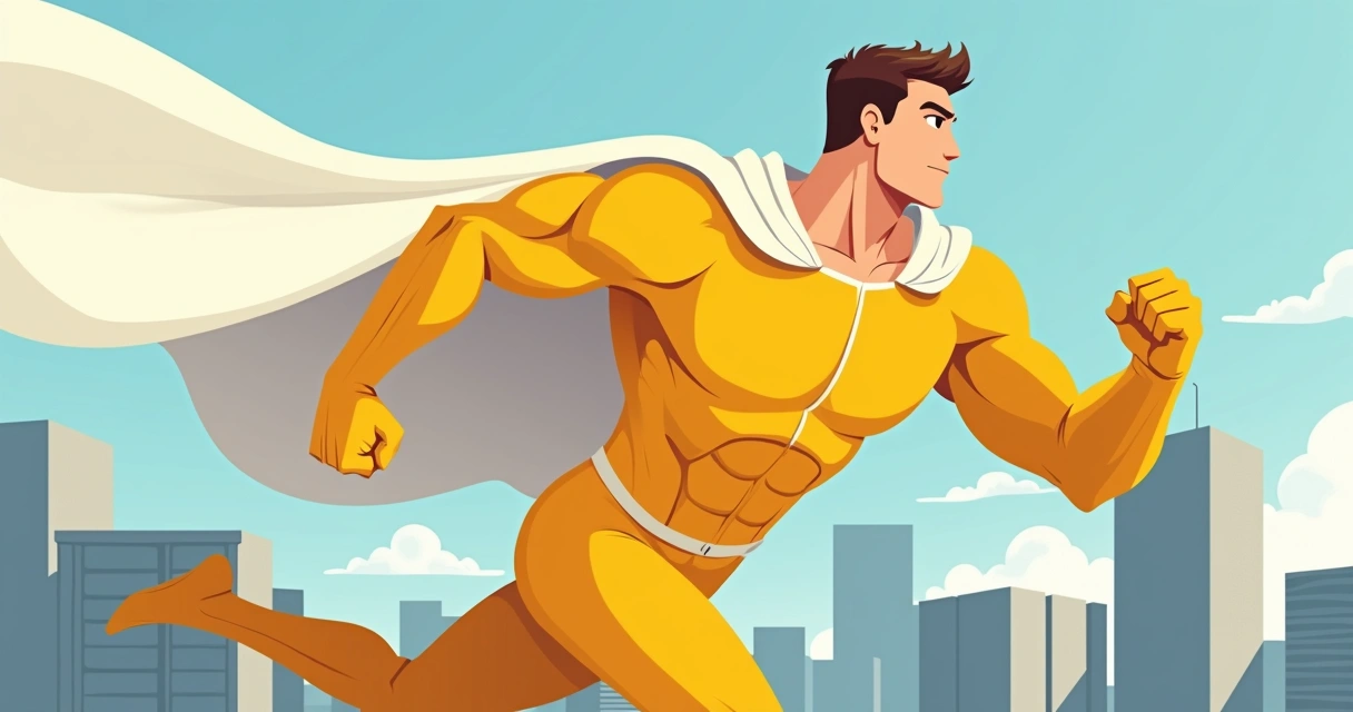 Herói de anime com capa vermelha e punho em destaque 