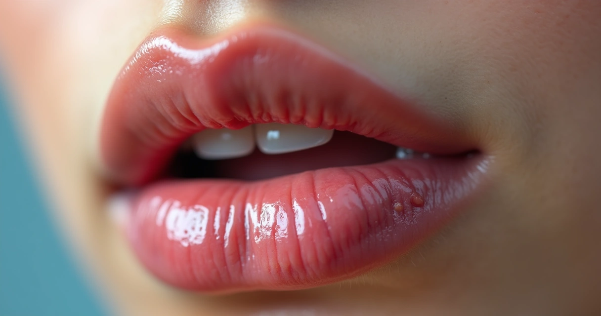 Lábios com lesão típica de herpes labial