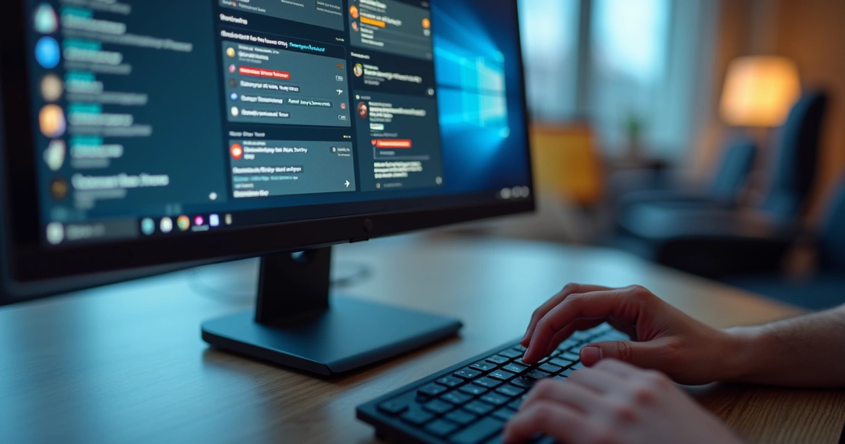 Pantalla de computadora con muchas aplicaciones colaborativas abiertas 