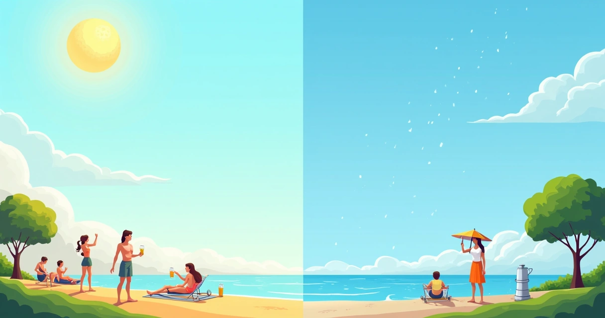 Ilustração mostrando a importância da hidratação em climas quentes e frios com pessoas se exercitando e bebendo água.