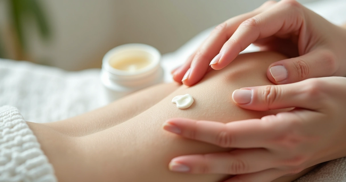 Aplicação de creme em pele sensível da mão 