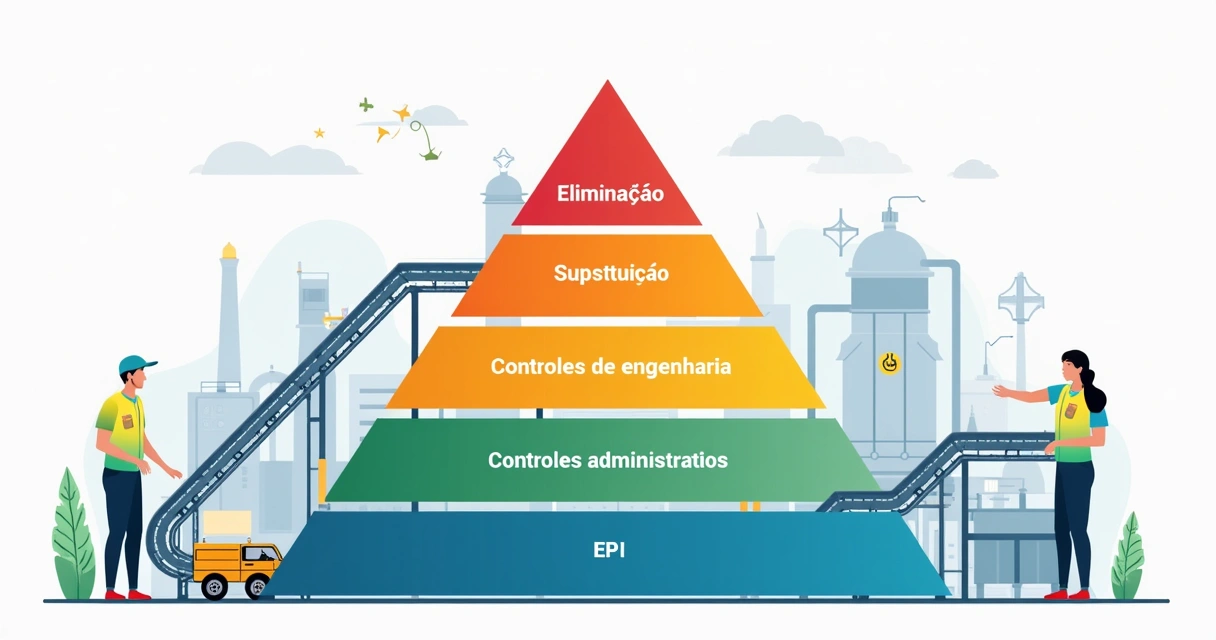 Pirâmide de controles de risco com cinco níveis 