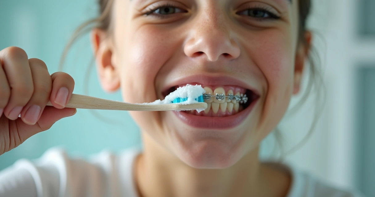 Escovação de dentes com aparelho fixo 