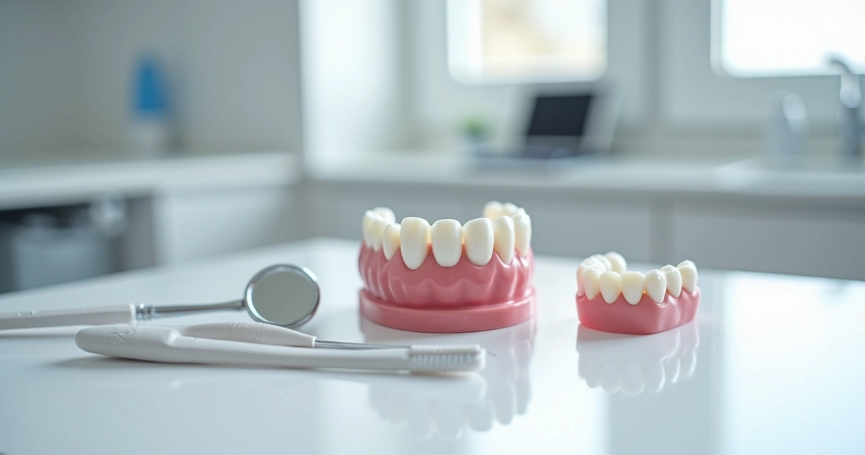 Higiene de prótese protocolo com escova interdental e espelho 