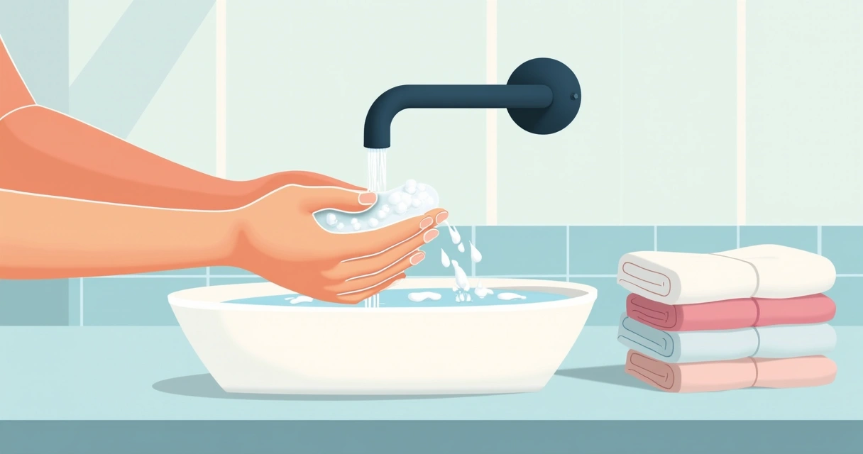 Higienizando dildo com água e sabão com as mãos 