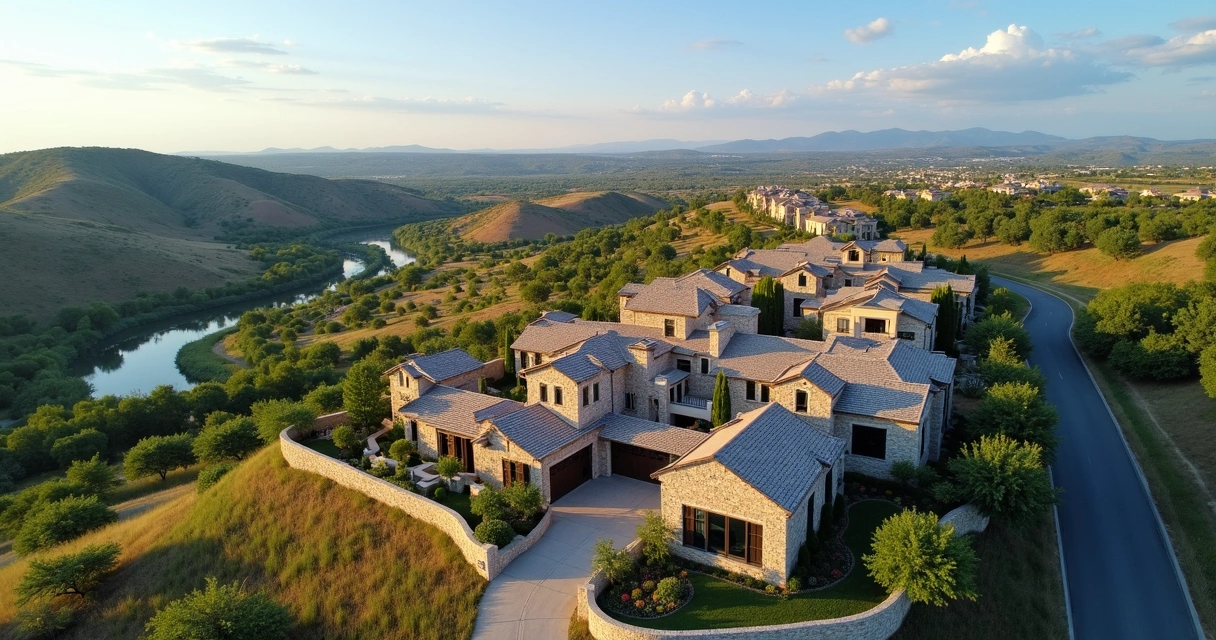 Luxury homes in the Texas Hill Country with abundant greenery 