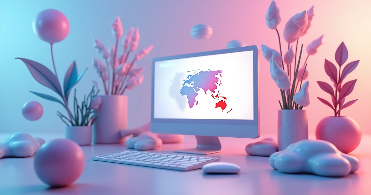 Ambiente digital com objetos 3D hiper-realistas em site 