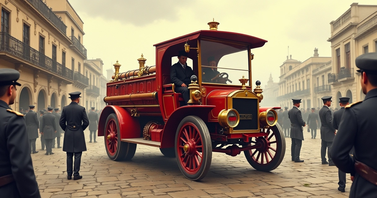 Antigo carro de bombeiros estacionado em rua de São Paulo 