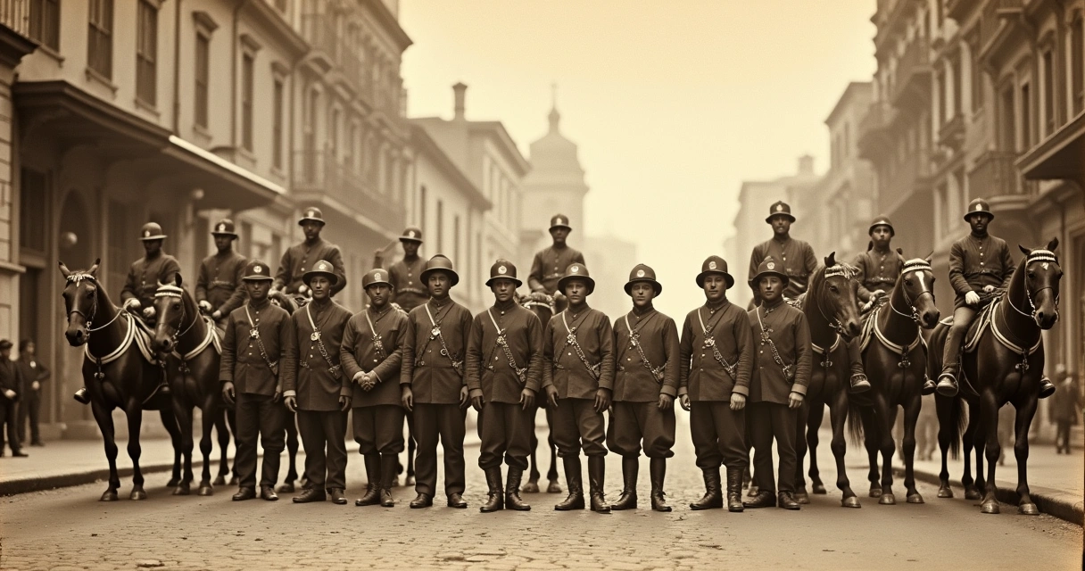 Antiga foto do Corpo de Bombeiros em São Paulo 