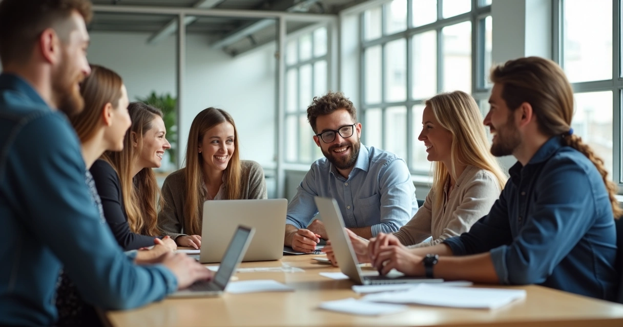 Equipe de marketing conversando em um escritório moderno 