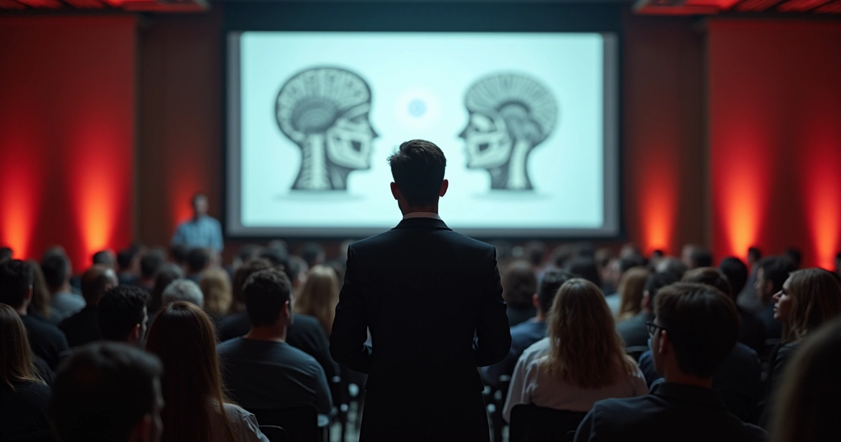 Psicólogo dando palestra após sucesso digital 