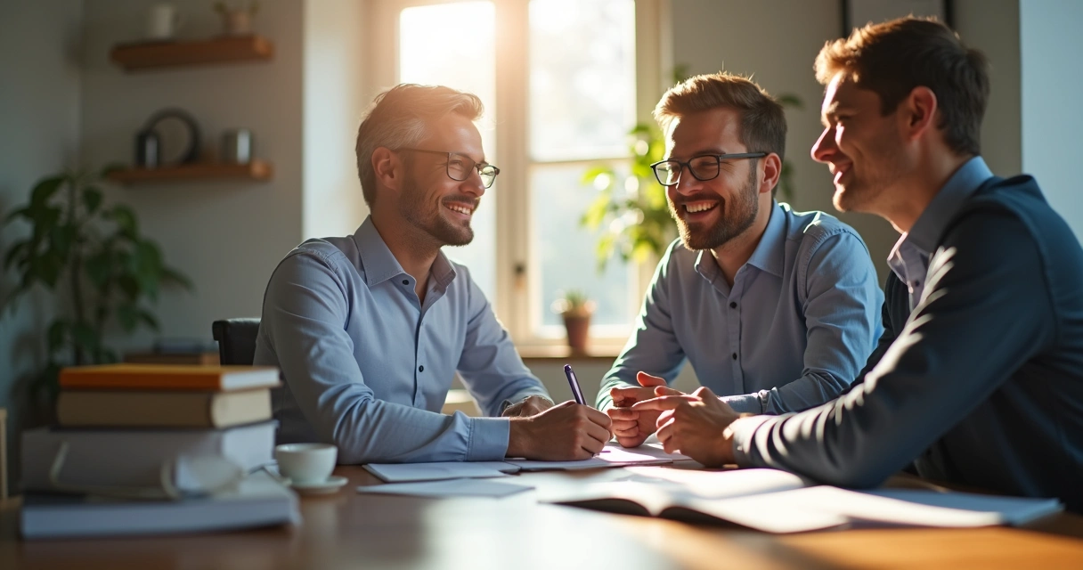 Profissional contábil apresenta gráfico de crescimento para clientes satisfeitos. 