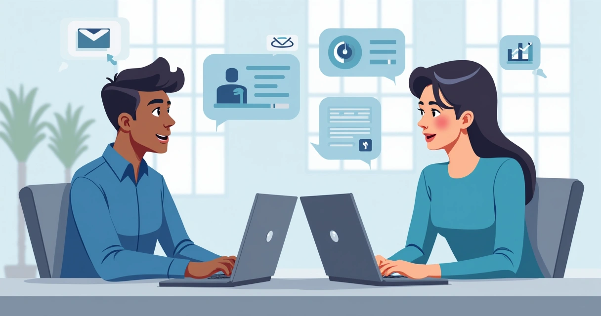 Pessoas conversando em ambiente virtual com elementos digitais ao redor 