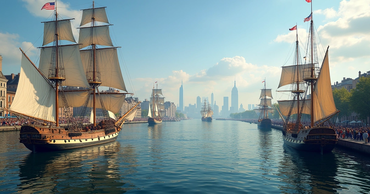 Historic sailing ships gathered in New York Harbor 