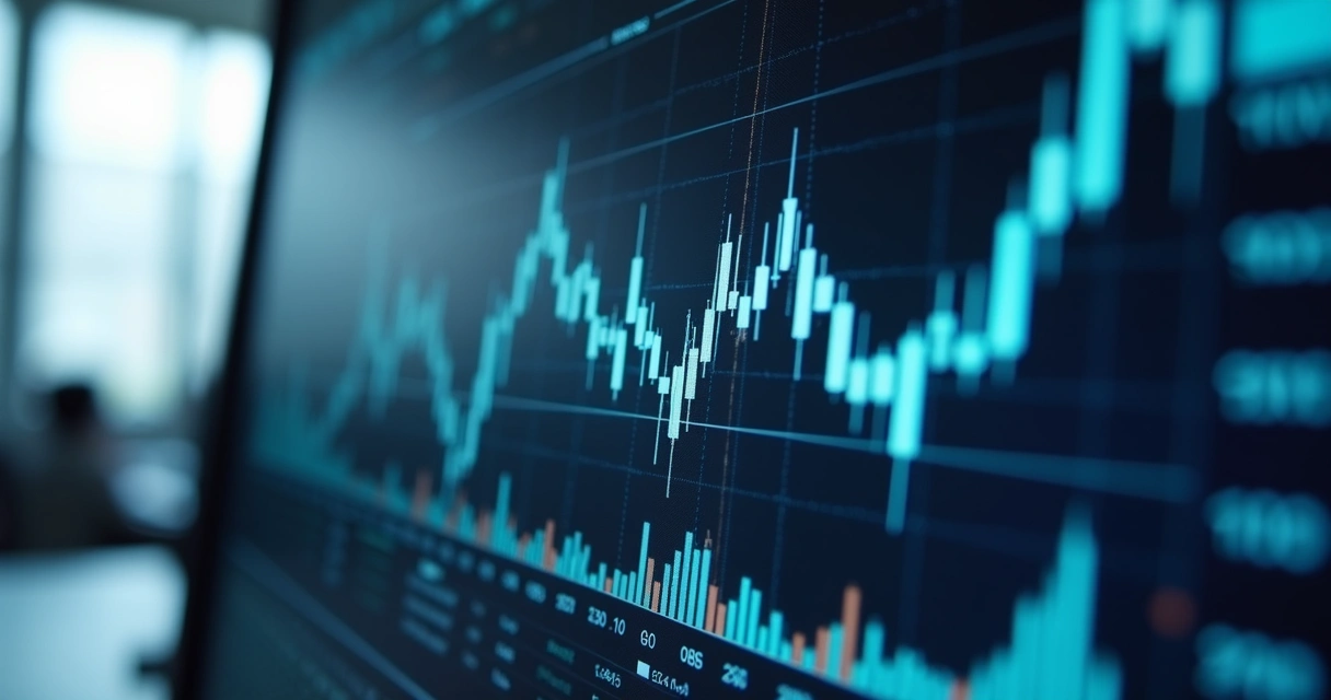 Screen with historical financial charts and tick data 