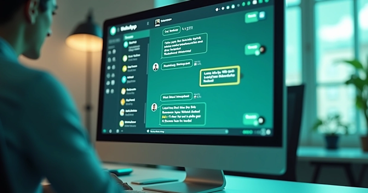 Histórico de mensagens do WhatsApp empresarial aberto na tela 