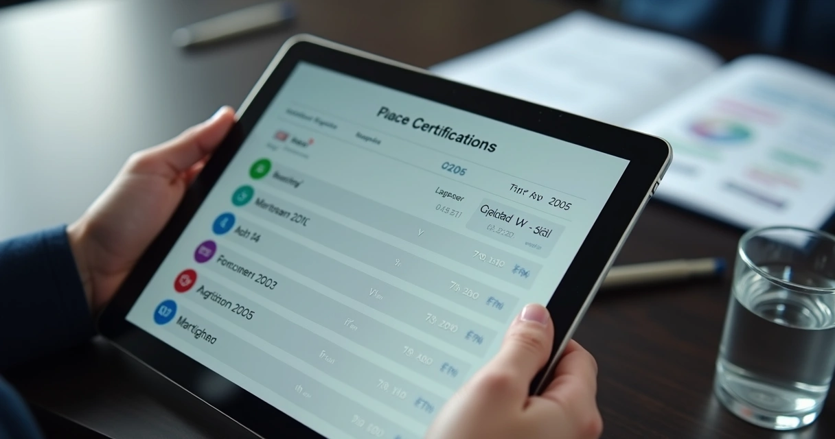 Histórico digital de certidões antigas exibido em tablet 