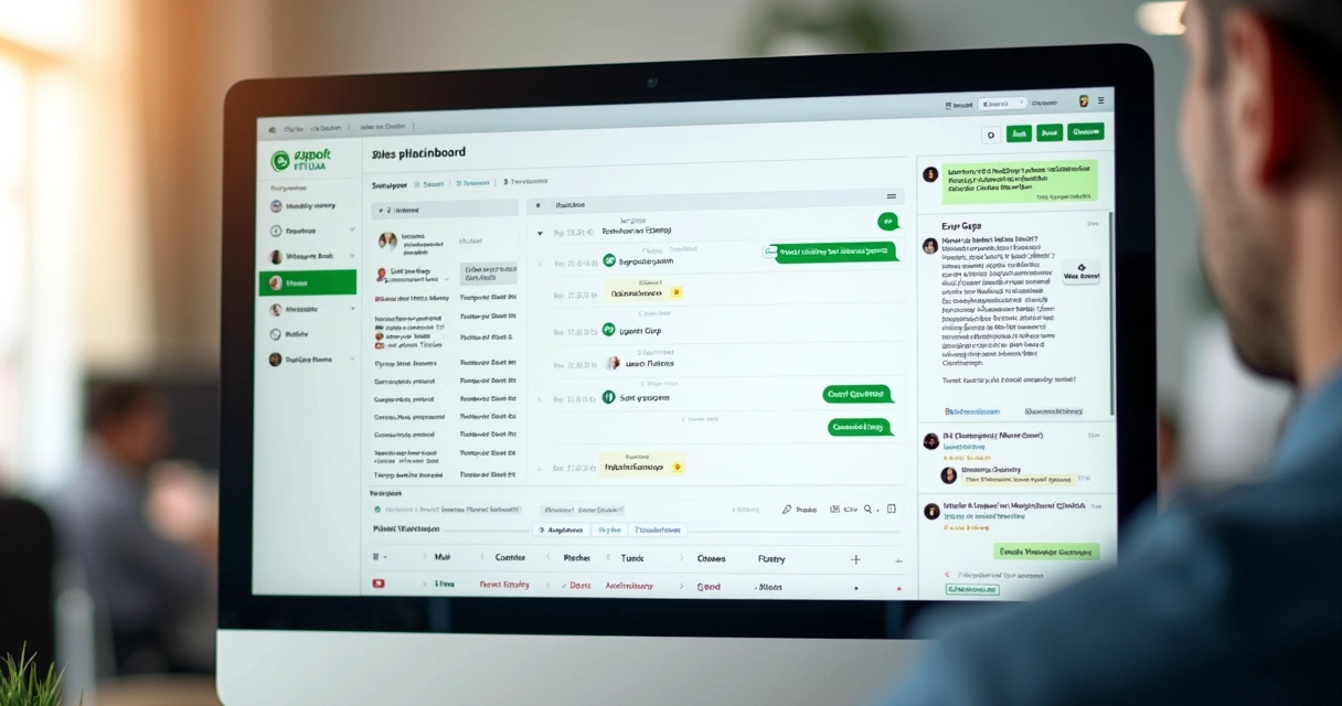 Histórico de conversas entre vendedor e cliente exibido em tela de CRM com WhatsApp 