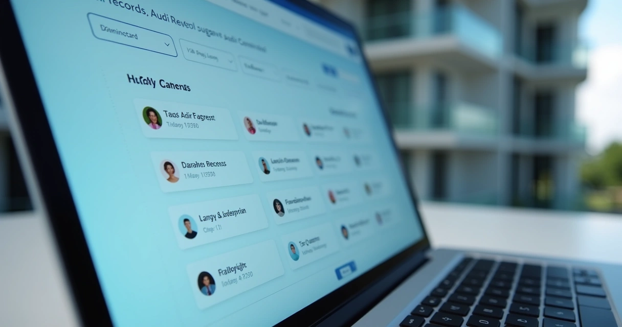 Histórico digital com registros e datas em sistema condominial. 
