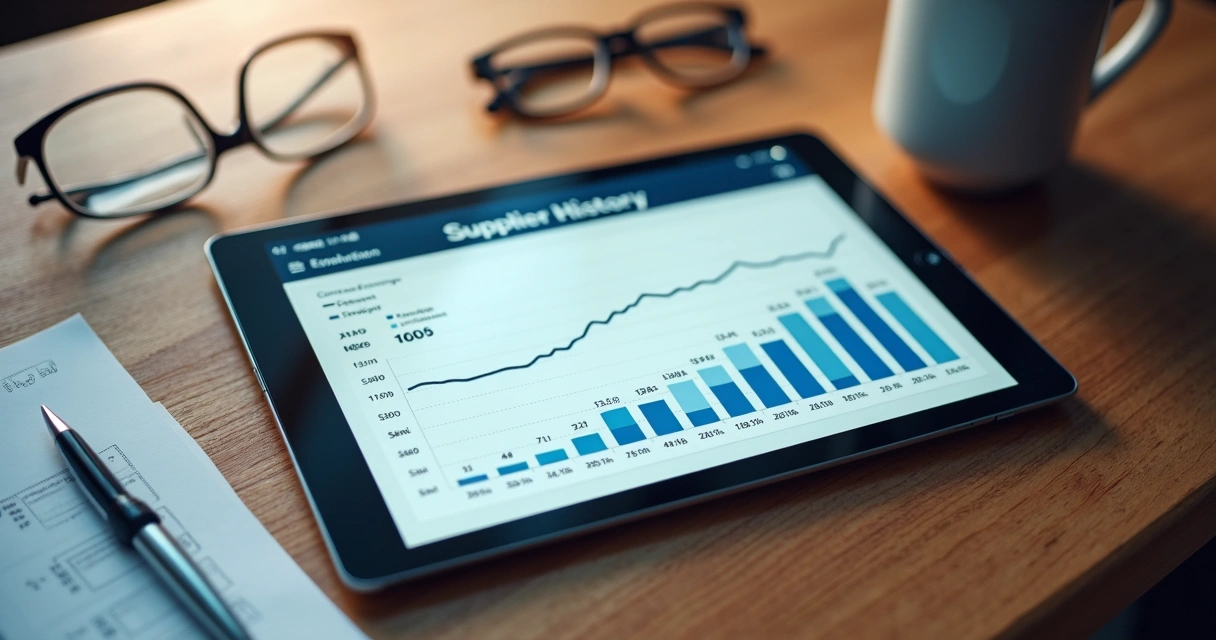 Planilha de histórico de fornecedor com evolução dos preços 