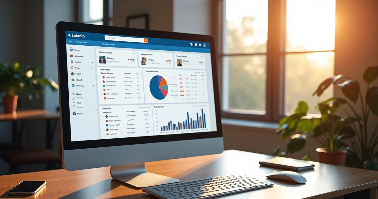 Histórico de interações no LinkedIn em tela de computador 