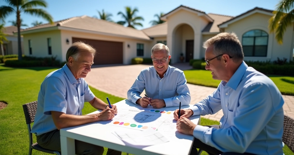 HOA committee members reviewing outdoor project plans