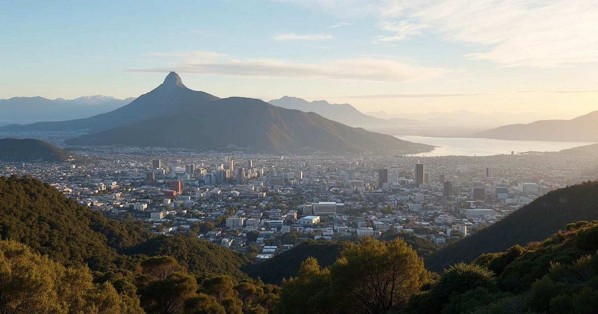 Vista panorâmica de Hobart com o Monte Wellington ao fundo 