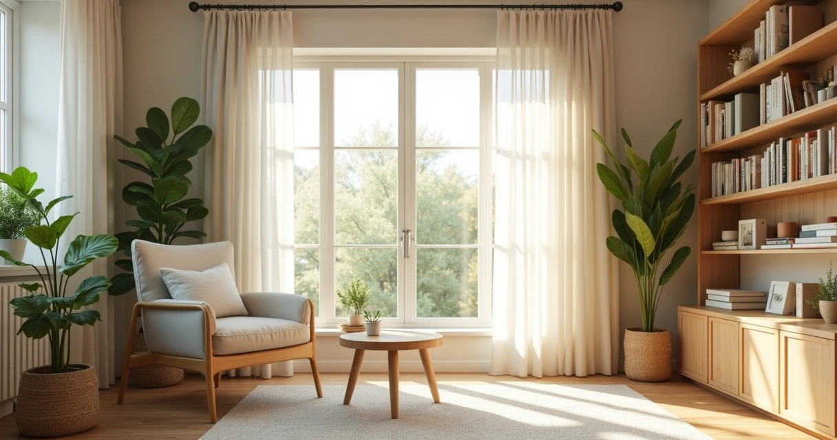 Espacio en casa ordenado con plantas, luz y ventilación 